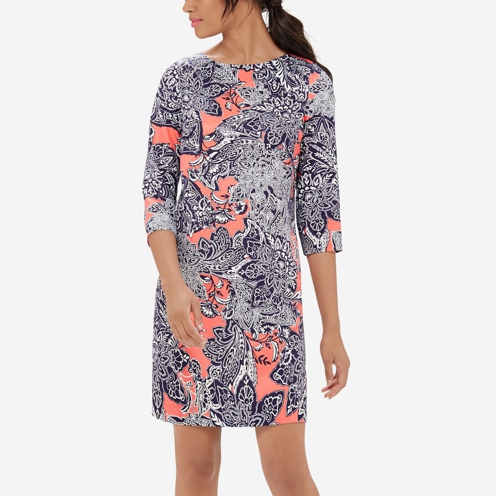 The Limited Coral and Blue Paisley Shift Dress | Size Small